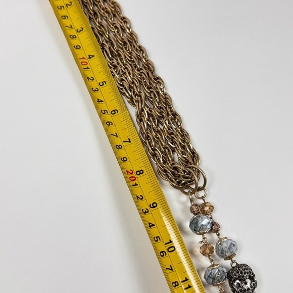 NWT Vintage Y2K Betsey Johnson Chunky Chain Pendant Necklace Gold Skull - Picture 10 of 16